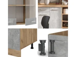 Mueble de cocina hormigón/roble dorado 240x60x81.6 r-line