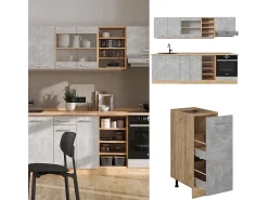 Mueble de cocina hormigón/roble dorado 240x60x81.6 r-line