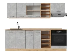 Mueble de cocina hormigón/roble dorado 240x60x81.6 r-line