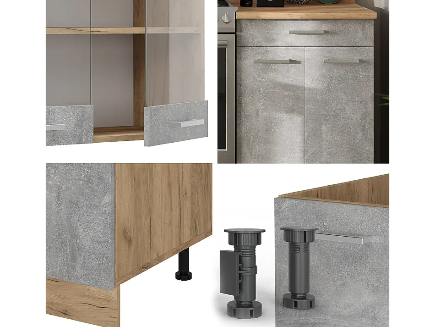 Mueble de cocina hormigón/roble dorado 200x60x81.6 r-line