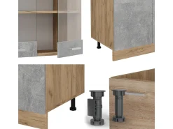 Mueble de cocina hormigón/roble dorado 300x60x81.6 r-line