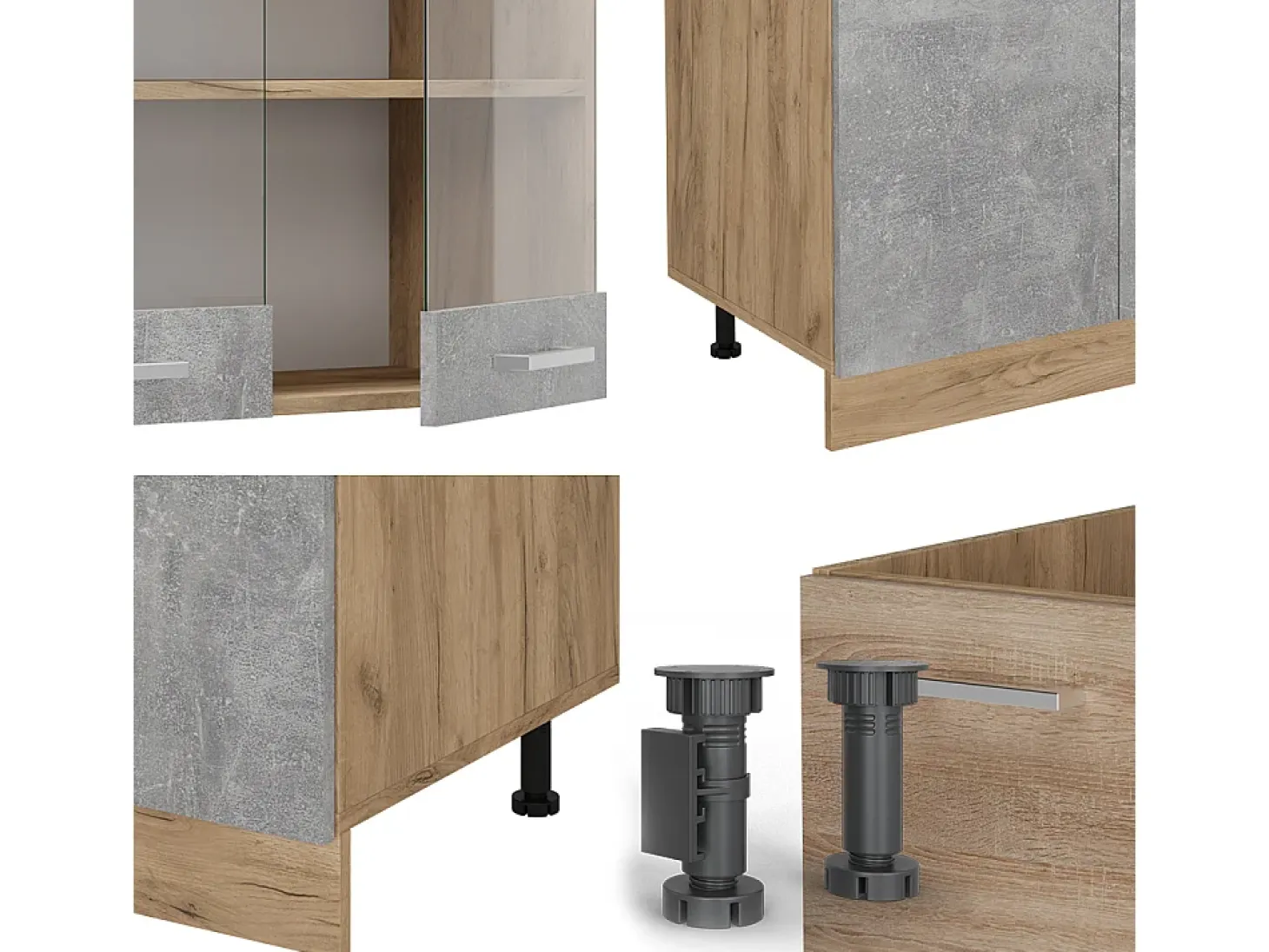 Mueble de cocina hormigón/roble dorado 300x60x81.6 r-line