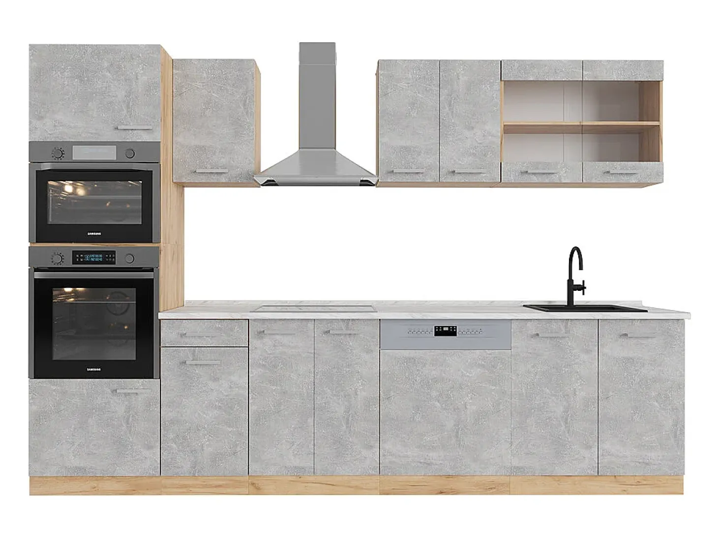 Mueble de cocina hormigón/roble dorado 300x60x81.6 r-line