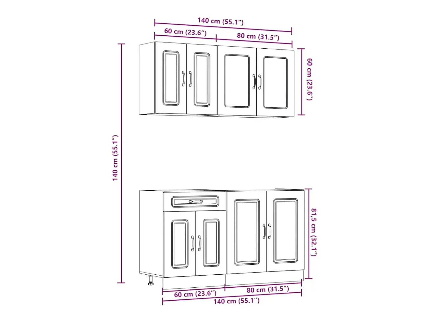 Mueble de cocina Kalmar blanco 4 piezas madera contrachapada