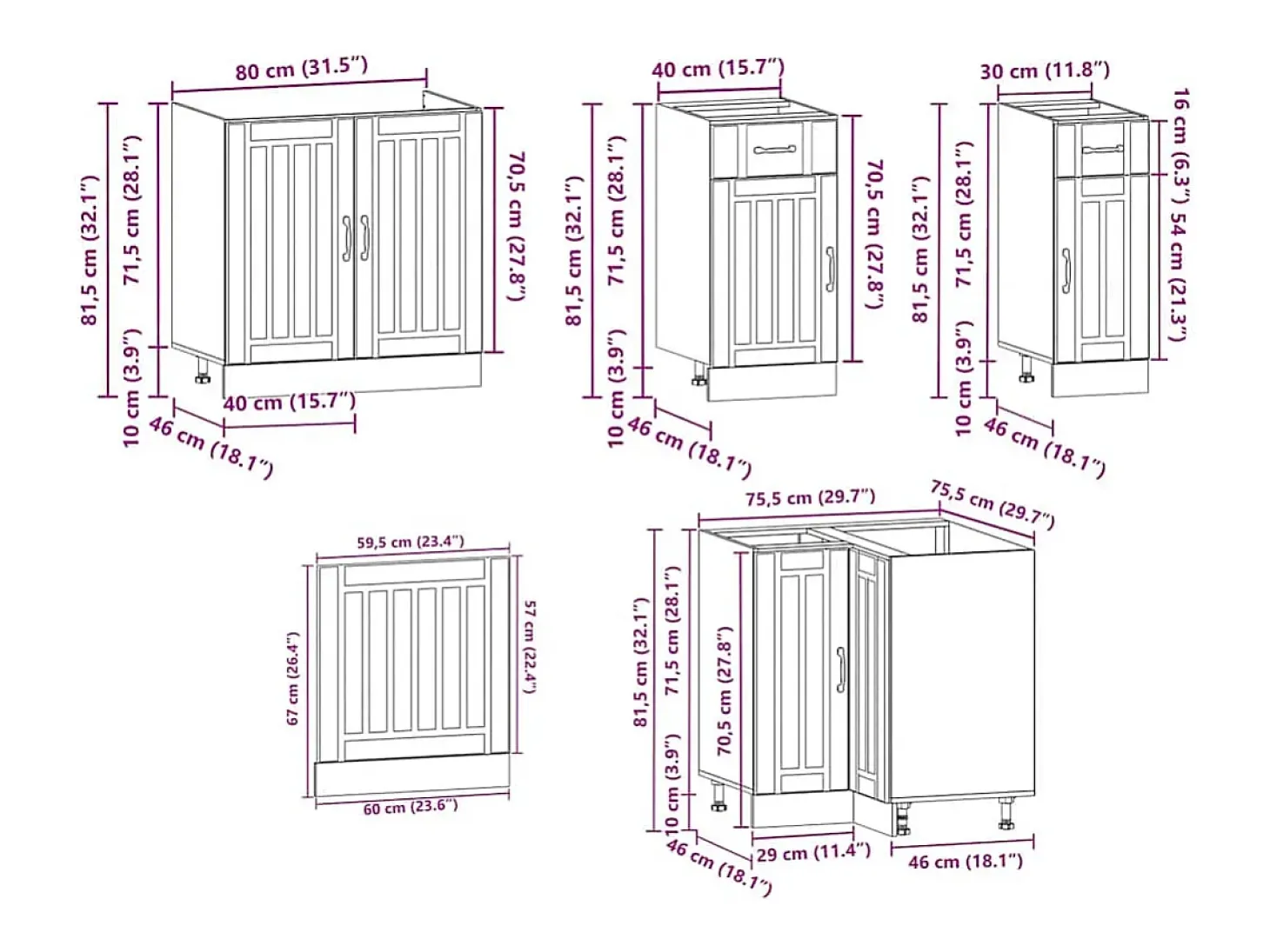 Mueble de cocina Kalmar blanco 11 piezas madera contrachapada