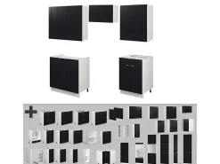 Mueble de cocina negro a rayas/blanco 200x60x81.6 fame-line