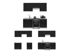 Mueble de cocina negro a rayas/blanco 200x60x81.6 fame-line