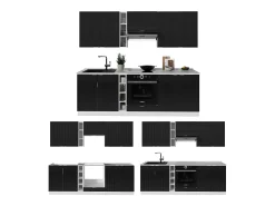 Mueble de cocina negro a rayas/blanco 235x46x81.6 fame-line