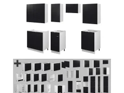 Mueble de cocina negro a rayas/blanco 240x60x81.6 fame-line