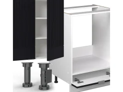 Mueble de cocina negro a rayas/blanco 300x60x81.6 fame-line