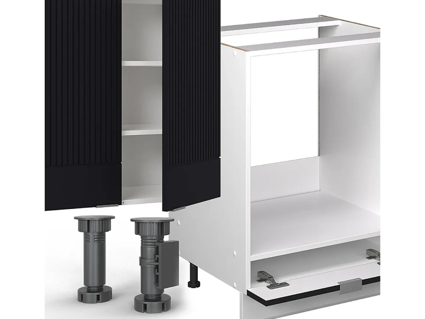 Mueble de cocina negro a rayas/blanco 300x60x81.6 fame-line