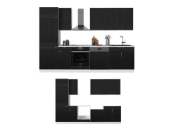 Mueble de cocina negro a rayas/blanco 300x60x81.6 fame-line