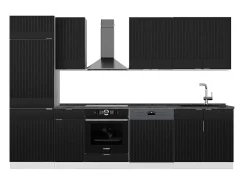 Mueble de cocina negro a rayas/blanco 300x60x81.6 fame-line