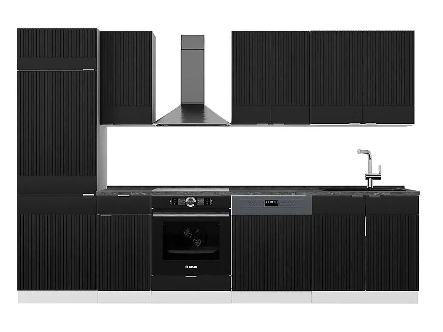 Mueble de cocina negro a rayas/blanco 300x60x81.6 fame-line