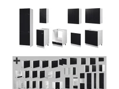 Mueble de cocina negro a rayas/blanco 300x60x81.6 fame-line