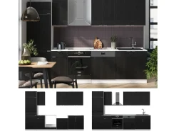 Mueble de cocina negro a rayas/blanco 300x60x81.6 fame-line