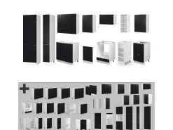 Mueble de cocina negro a rayas/blanco 355x60x81.6 fame-line