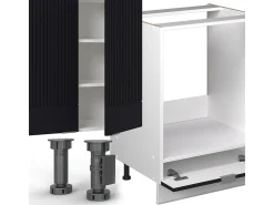 Mueble de cocina negro a rayas/blanco 355x46x81.6 fame-line