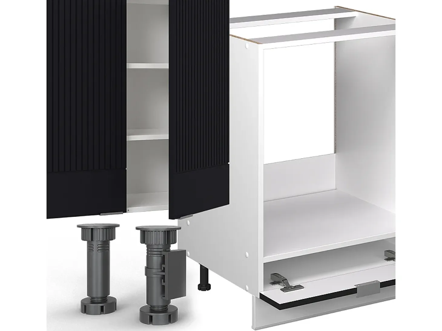 Mueble de cocina negro a rayas/blanco 355x46x81.6 fame-line