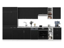 Mueble de cocina negro a rayas/blanco 355x46x81.6 fame-line