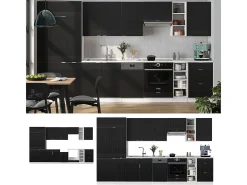 Mueble de cocina negro a rayas/blanco 355x46x81.6 fame-line