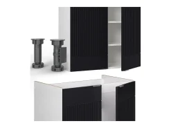 Mueble de cocina negro a rayas/blanco 200x60x81.6 fame-line