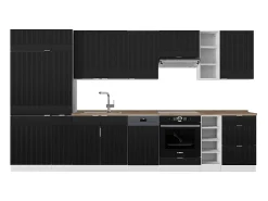 Mueble de cocina negro a rayas/blanco 355x60x81.6 fame-line