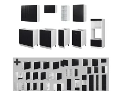 Mueble de cocina negro a rayas/blanco 280x60x81.6 fame-line