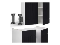 Mueble de cocina negro a rayas/blanco 240x46x81.6 fame-line