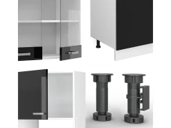 Mueble de cocina negro brillo/blanco 300x60x81.6 r-line