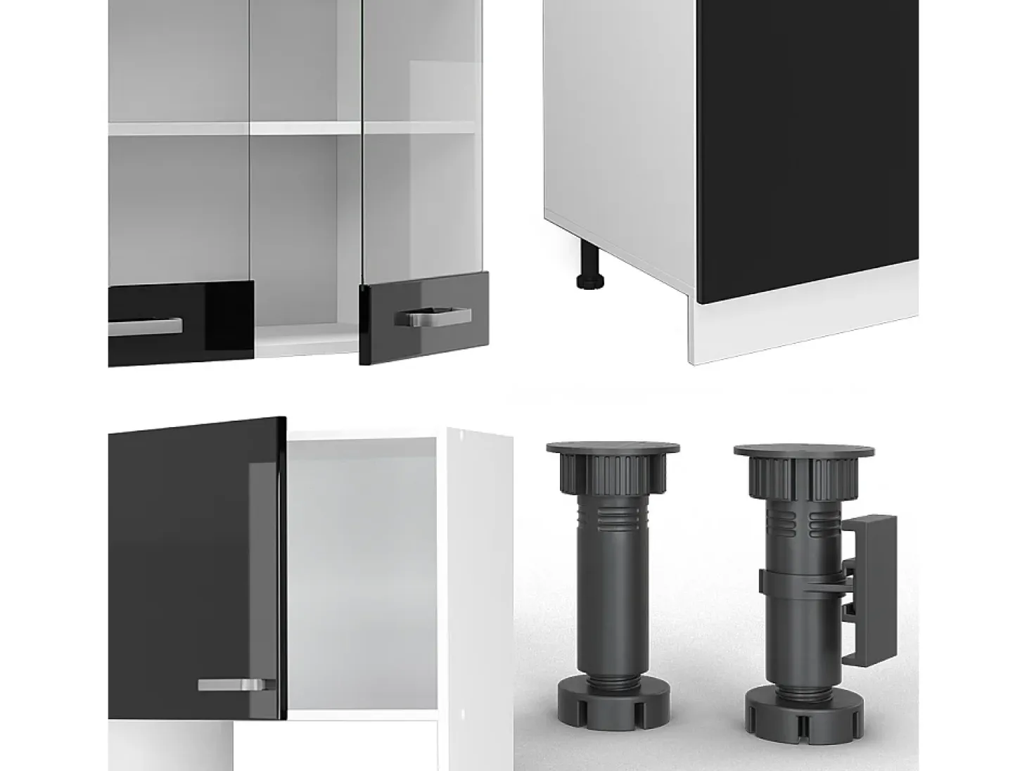 Mueble de cocina negro brillo/blanco 300x60x81.6 r-line