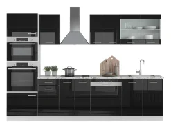 Mueble de cocina negro brillo/blanco 300x60x81.6 r-line