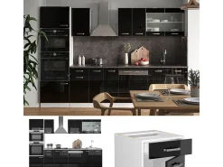 Mueble de cocina negro brillo/blanco 300x46x81.6 r-line