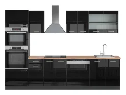 Mueble de cocina negro/antracita de alto brillo 300x60x81.6 r-line