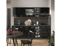 Mueble de cocina negro/antracita de alto brillo 240x60x81.6 r-line
