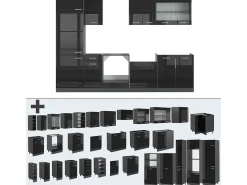 Mueble de cocina negro/antracita de alto brillo 300x46x81.6 r-line