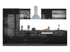 Mueble de cocina negro/antracita de alto brillo 350x60x81.6 r-line