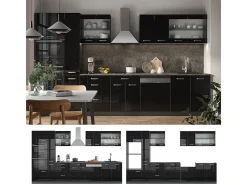 Mueble de cocina negro/antracita de alto brillo 350x60x81.6 r-line