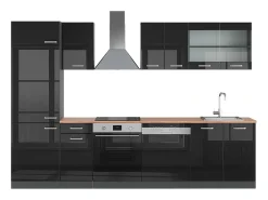 Mueble de cocina negro/antracita de alto brillo 300x60x81.6 r-line