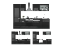 Mueble de cocina negro/antracita de alto brillo 300x60x81.6 r-line
