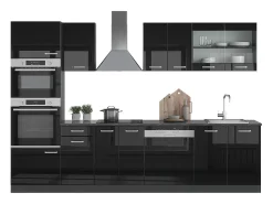 Mueble de cocina negro/antracita de alto brillo 300x60x81.6 r-line
