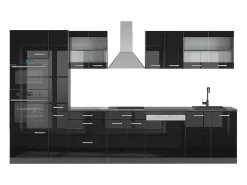 Mueble de cocina negro/antracita de alto brillo 350x60x81.6 r-line