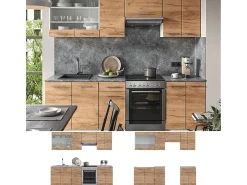 Mueble de cocina oro potencia roble/blanco 240x60x81.6 fame-line