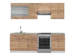 Mueble de cocina oro potencia roble/blanco 240x60x81.6 fame-line
