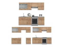 Mueble de cocina oro potencia roble/blanco 240x60x81.6 fame-line