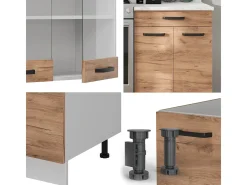 Mueble de cocina oro potencia roble/blanco 200x60x81.6 r-line