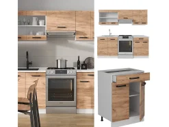 Mueble de cocina oro potencia roble/blanco 200x60x81.6 r-line