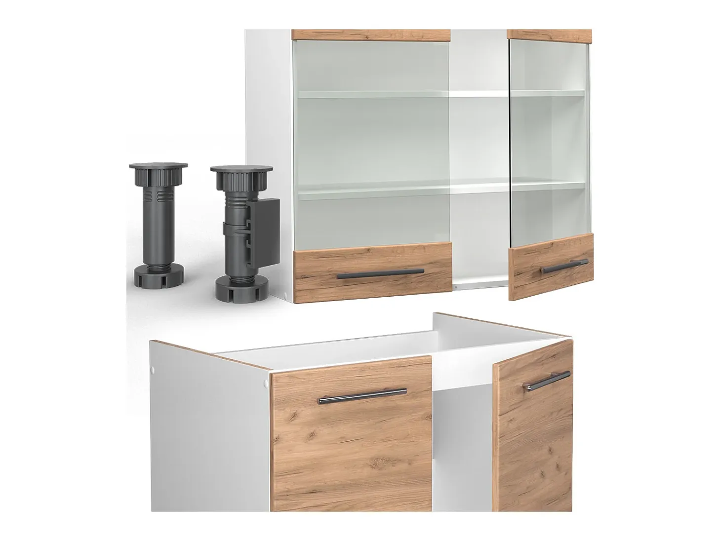 Mueble de cocina oro potencia roble/blanco 200x60x81.6 fame-line