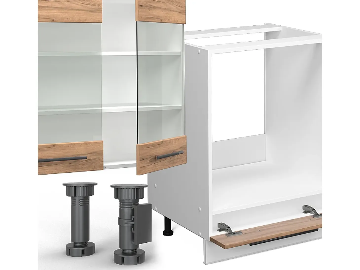 Mueble de cocina oro potencia roble/blanco 300x60x81.6 fame-line