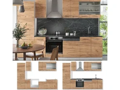 Mueble de cocina oro potencia roble/blanco 300x60x81.6 fame-line